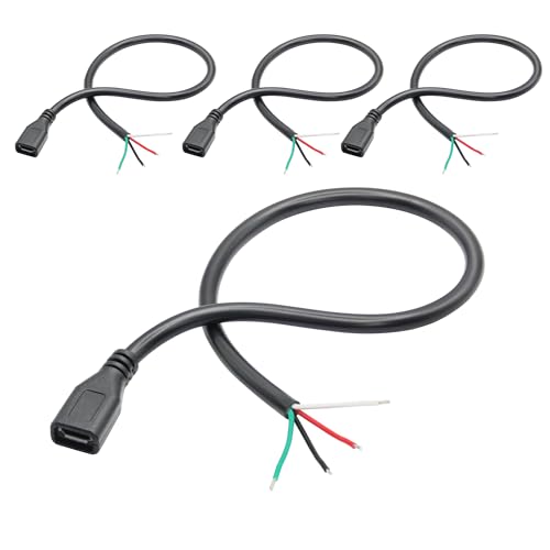 4 Stück Micro USB Buchse zu 4 Pin Bare Wire 11inch, Buchse Stecker 5V/3A 4 Pin Pigtail Wire Open End Strom und Daten Kabel, für Geräte Installiert oder Ersatz Reparatur DIY Kabel 4 Stück Micro USB Buchse zu 4 Pin Bare Wire 11inch, Buchse Stecker 5V/3A 4 Pin Pigtail Wire Open End Strom und Daten Kabel, für Geräte Installiert oder Ersatz Reparatur DIY Kabel von Riertostng