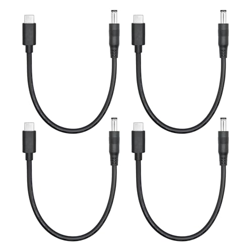 4 Stück kurzes DC 5.5mm x 2.1mm zu USB C Stromkabel 6inch, DC 5521 Stecker zu USB Typ C Stecker 5V 5A Strom Ladekabel Verlängerungskabel, für LED Schreibtischlampe, kleiner Ventilator usw andere von Riertostng