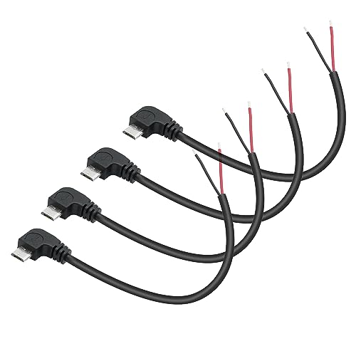 4Pcs right angle Micro USB to 2Pin Bare Wire Open End Wire 30cm/11in, 90 degree plug pigtail power cable 22AWG 5V/3A, for Micro USB devices installed or replacement repair DIY cable 4Pcs right angle Micro USB to 2Pin Bare Wire Open End Wire 30cm/11in, 90 degree plug pigtail power cable 22AWG 5V/3A, for Micro USB devices installed or replacement repair DIY cable von Riertostng