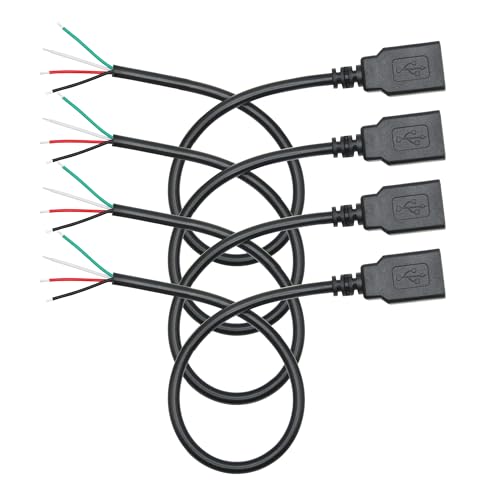 4Pcs Short USB A Female to 4 Pin Bare Wire 11inch, 22AWG 5V/3A USB A Female Plug 4 Pin Pigtail Wire Open End Power and Data Cable, for USB Type A Equipment Installed Repair DIY Cable 4Pcs Short USB A Female to 4 Pin Bare Wire 11inch, 22AWG 5V/3A USB A Female Plug 4 Pin Pigtail Wire Open End Power and Data Cable, for USB Type A Equipment Installed Repair DIY Cable von Riertostng