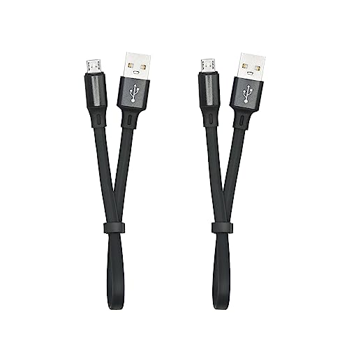 Short Micro USB Fast Charging Cable 0.9in, Flat Cord USB A to Micro USB Charging and Data Sync Cable, Portable Buckle Design,for Power Bank, Phones and More Devices(2Pcs) von Riertostng