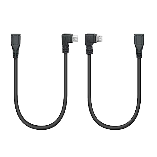 Riertostng Kurzes Micro-USB-Verlängerungskabel 9inch, 90 Grad links & rechts Winkel Stecker zu Buchse Lade- und Daten-Sync-Kabel für Gerät Telefon, Tablet, MP3-Erweiterung und mehr (1Paar) von Riertostng
