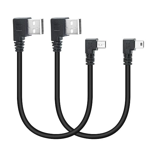 Kurzes Mini-USB-Kabel 10inch, 90 Grad USB 2.0 A Stecker rechter Winkel zu Mini-USB Stecker linker & rechter Winkel Lade- und Daten-Sync-Kabel, für GPS, Dash Cam, DigitalCamera, Festplatte etc. von Riertostng