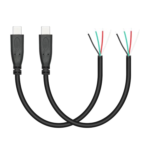 Kurzes USB C zu 4 Pin Bare Wire Open End Wire 11inch, 22AWG 5V/3A USB Typ C Stecker 4 Pin Pigtail Strom- und Datenkabel, für USB Typ C Gerät installiert oder Ersatz Reparatur DIY Kabel (2Pcs) von Riertostng