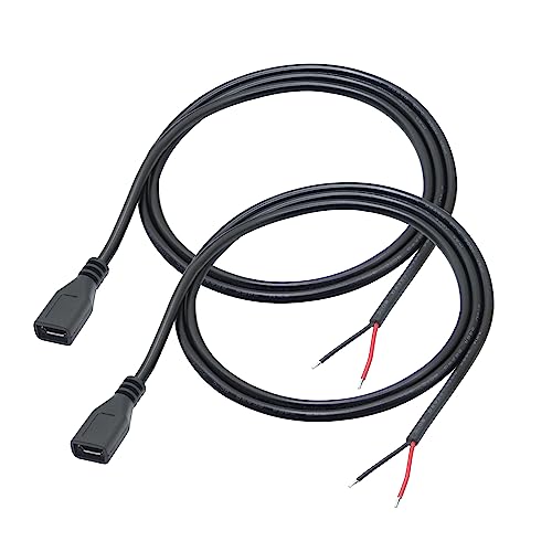 Micro USB Female 2 Pin Bare Wire 3FT, Micro USB to Open End Pigtail Power Cable Easy Soldering, 5V/3A for Micro USB Equipment Installed or Replace Repair DIY Cable von Riertostng