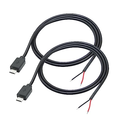 Micro USB Male 2 Pin Bare Wire 3FT, Micro USB to Open End Pigtail Power Cable Easy Soldering, 5V/3A für Micro USB Equipment Installed oder Replace Repair DIY Cable Micro USB Male 2 Pin Bare Wire 3FT, Micro USB to Open End Pigtail Power Cable Easy Soldering, 5V/3A für Micro USB Equipment Installed oder Replace Repair DIY Cable von Riertostng