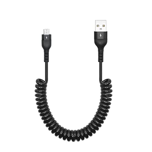 Mikro-USB-Erweiterungs-Federkabel 1 bis 3FT, Spiral-USB-A-Stecker zu Mikro-USB-Stecker-Lade- und Datenübertragungs-Federkabel, für Smartphone, Tablet und andere Geräte mit Mikro-USB-Anschluss von Riertostng