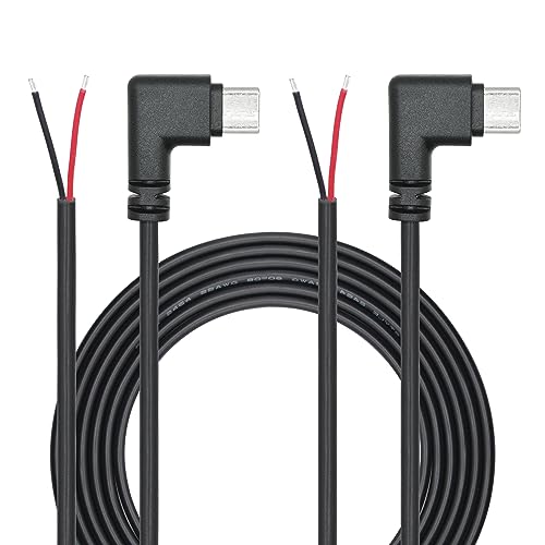 Rechtwinklig USB C zu 2 Pin Bare Wire Open End Wire 2M/6FT, 90 Grad USB Typ C Stecker Pigtail Stromkabel 22AWG 5V/3A, für USB C Geräte installiert oder Ersatz Reparatur DIY Kabel (2Pcs) von Riertostng