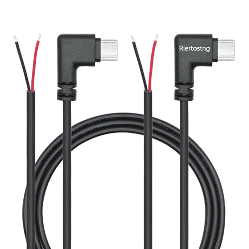 Rechtwinklige USB C zu 2 Pin Bare Wire Open End Wire 1M/3FT, 90 Grad USB Typ C Stecker Pigtail Stromkabel 22AWG 5V/3A, für USB C Gerät installiert oder Ersatz Reparatur DIY Kabel(2Pcs) von Riertostng