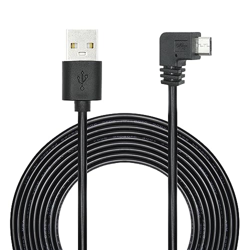 Riertostng 11FT 90 Grad Micro USB Stromkabel, Links Winkel Micro USB Dash Cam Ladekabel, für Auto Dash Cam, Telefone und andere Micro USB Geräte aufladen von Riertostng