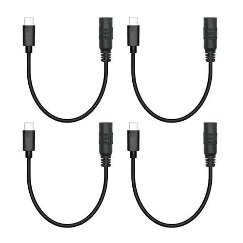 Riertostng 4 Stück Short DC 5.5mm x 2.1mm to USB C Power Cord 6inch, DC 5521 Female to Male Plug 5V 3A Power Ladekabel Verlängerungskabel, für kleine Ventilatoren, Nachttischlampen USB Typ C Geräte von Riertostng