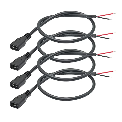 4Pcs kurze Micro USB Buchse 2 Pin Bare Wire 30CM, Micro USB zu 2 Pin Open End Pigtail Stromkabel Einfaches L?ten 5V/3A, for Micro USB Ger?te Installieren oder Ersetzen Reparatur DIY Kabel von Riertostng