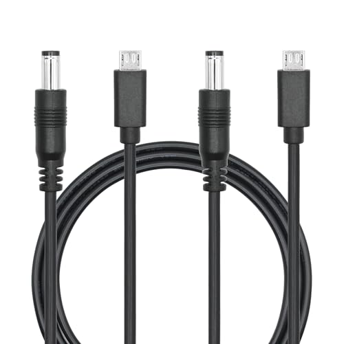 Riertostng DC 5.5mm x 2.1mm zu Micro USB Netzkabel 1M/3FT, DC 5521 Stecker zu Micro USB Stecker 5V 3A Power Ladekabel Verlängerungskabel, für LED Schreibtischlampe, kleiner Ventilator usw (2Pcs) von Riertostng