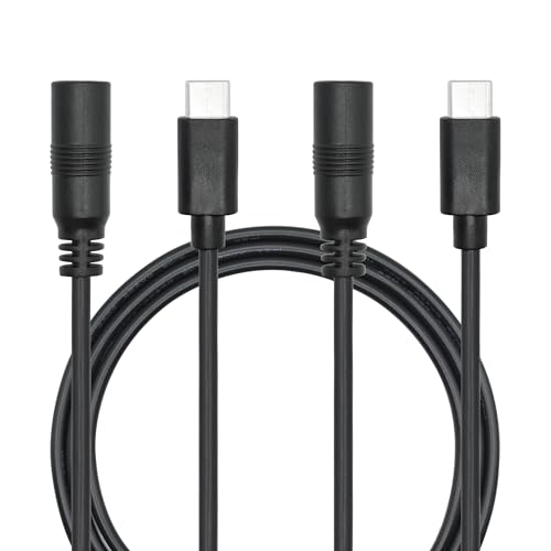 Riertostng DC 5.5mm x 2.1mm zu USB C Stromkabel 1M/3FT, DC 5521 Buchse zu USB Typ C Stecker 5V 3A Strom Ladekabel Verlängerungskabel, für LED Schreibtischlampe, kleiner Ventilator usw (2Pcs) von Riertostng