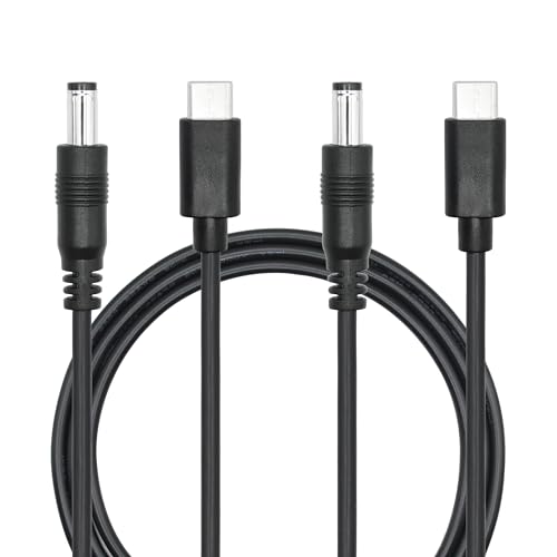 Riertostng DC 5.5mm x 2.1mm zu USB C Stromkabel 1M/3FT, DC 5521 Stecker zu USB Typ C Stecker 5V 3A Strom Ladekabel Verlängerungskabel, für LED Schreibtischlampe, kleiner Ventilator usw (2Pcs) von Riertostng