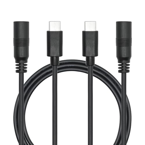 Riertostng DC 5.5mm x 2.5mm zu USB C Stromkabel 1M/3FT, DC 5525 Buchse zu USB Typ C Stecker 5V 3A Strom Ladekabel Verlängerungskabel, für LED Schreibtischlampe, kleiner Ventilator usw (2Pcs) von Riertostng