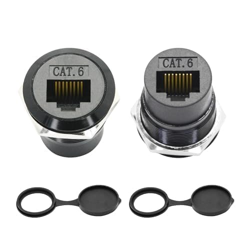 Riertostng RJ45 Cat 6 Panel Mount Connector Adapter, RJ45 Buchse auf Buchse durch Modul mit Gewinde und Staubschutzkappe, Gigabit Netzwerk Ethernet Extension Coupler Adapter - 2Pcs Riertostng RJ45 Cat 6 Panel Mount Connector Adapter, RJ45 Buchse auf Buchse durch Modul mit Gewinde und Staubschutzkappe, Gigabit Netzwerk Ethernet Extension Coupler Adapter - 2Pcs von Riertostng