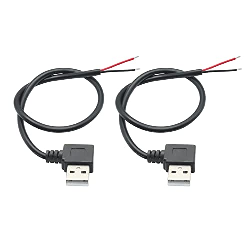 Riertostng USB A männlich 2 Pin Bare Wire 30CM, 90 Grad Stecker Pigtail Open End Power Kabel, für 5V/3A Geräte installiert oder DIY ersetzen Reparatur Kabel von Riertostng