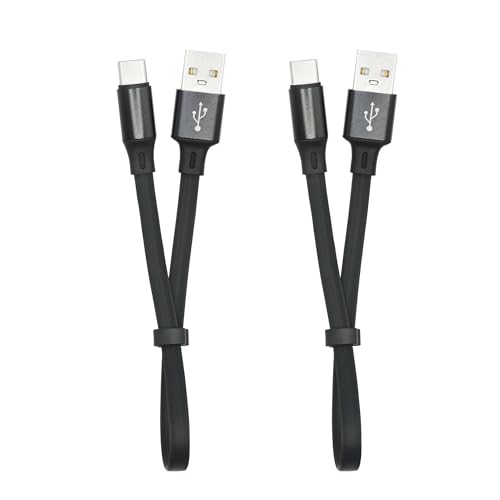 Riertostng kurzes USB C Lade Datenkabel 10inch, USB A zu USB Typ c Flachkabel 2.4A schnelles Laden, tragbares Schnallendesign, für und mehr USB C Gerät von Riertostng