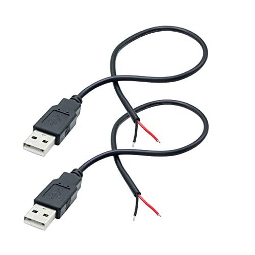 USB A male 2 Pin Bare Wire 30CM, USB A male Plug Pigtail Open End Power Cable, für 5V/3A Geräte Installed oder DIY Replace Repair Cable von Riertostng
