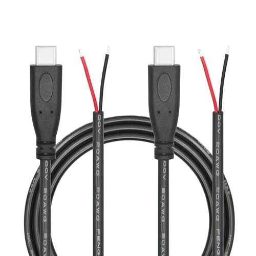 USB C zu 2 Pin Bare Wire Open End Power Kabel 3FT, 20AWG 5V USB Typ C Stecker 2 Pin Pigtail Kabel, für USB Typ C Gerät installiert oder Ersatz Reparatur DIY Kabel(2Pcs) von Riertostng
