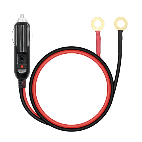 Zigarettenanzünder zu O-Ring-Anschlussgurt 3FT-Kabel, 16AWG 12V Auto Zigarettenanzünder männlicher Stecker mit 15A Sicherung & LED-Licht, für Auto-Wechselrichterkompressor und andere DIY-Stromkabel von Riertostng
