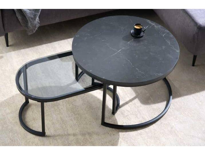2er Set Couchtisch ELEGANCE 70cm graphit Marmor-Design Glas Metall rund oval Sofatisch Wohnzimmertisch Satztisch Industrie & Loft Modern Retro 2er Set Couchtisch ELEGANCE 70cm graphit Marmor-Design Glas Metall rund oval Sofatisch Wohnzimmertisch Satztisch Industrie & Loft Modern Retro von Riess-Ambiente.de