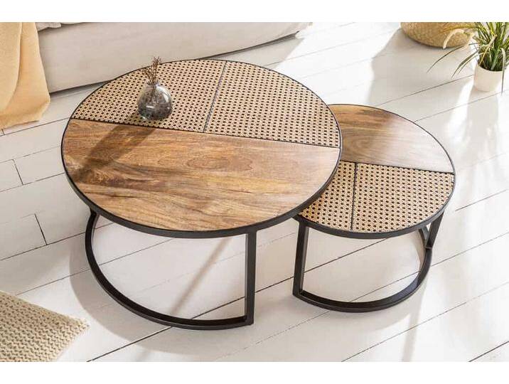 2er Set Couchtisch VIENNA LOUNGE 70cm rund Mangoholz massiv Wiener Geflecht Metall schwarz Sofatisch Wohnzimmertisch Satztisch Industrie & Loft Natur 2er Set Couchtisch VIENNA LOUNGE 70cm rund Mangoholz massiv Wiener Geflecht Metall schwarz Sofatisch Wohnzimmertisch Satztisch Industrie & Loft Natur von Riess-Ambiente.de