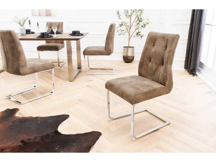 2er Set Design Freischwinger Stuhl COMFORT antik braun Microfaser mit Stahl-Gestell Polsterstuhl Esszimmerstuhl Küchenstuhl Industrie & Loft 2er Set Design Freischwinger Stuhl COMFORT antik braun Microfaser mit Stahl-Gestell Polsterstuhl Esszimmerstuhl Küchenstuhl Industrie & Loft von Riess-Ambiente.de