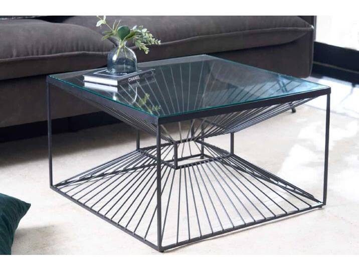 Abstrakter Couchtisch ILLUSION 60cm schwarz Metall Glas handmade modernes Design Sofatisch Wohnzimmertisch von Riess-Ambiente.de