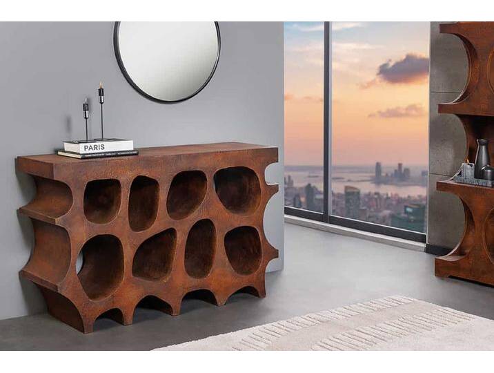 Abstrakter Konsolentisch ART AMBIENTE 120cm kupfer Edelrost-Look Beton Industrie & Loft Modern Shabby von Riess-Ambiente.de