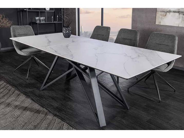 Ausziehbarer Esstisch ATLAS 160-200cm weiß Marmor-Design Keramik schwarz Metall rechteckig Esszimmertisch 8+ Personen Industrie & Loft Modern Ausziehbarer Esstisch ATLAS 160-200cm weiß Marmor-Design Keramik schwarz Metall rechteckig Esszimmertisch 8+ Personen Industrie & Loft Modern von Riess-Ambiente.de