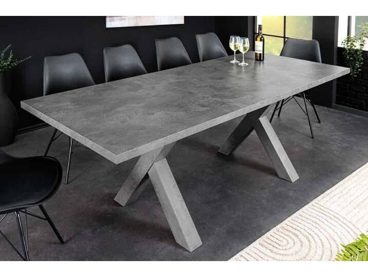 Ausziehbarer Esstisch MONTREAL 160-210cm grau Beton Design mit X-Gestell rechteckig Esszimmertisch 8+ Personen Industrie & Loft Modern Ausziehbarer Esstisch MONTREAL 160-210cm grau Beton Design mit X-Gestell rechteckig Esszimmertisch 8+ Personen Industrie & Loft Modern von Riess-Ambiente.de