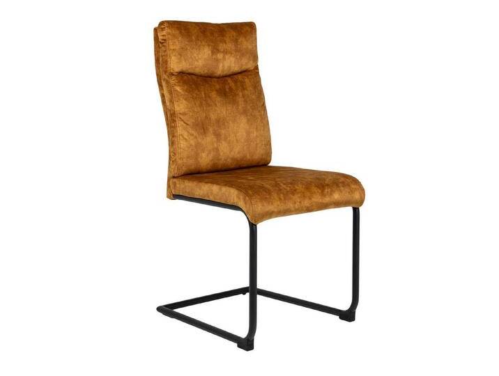 COMFORT Freischwinger Stuhl senfgelb, Samt, Komfortgriff, modernes Design, hoher Sitzkomfort von Riess-Ambiente.de
