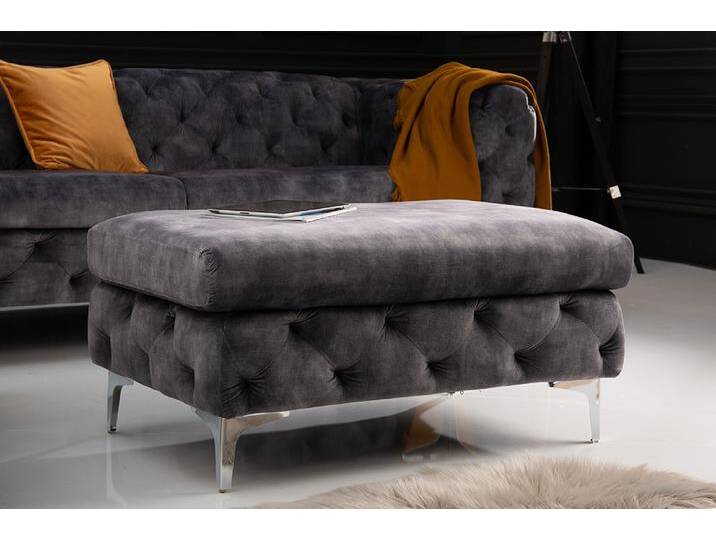 Chesterfield Sitzhocker MODERN BAROCK 92cm dunkelgrau Samt Fußhocker Chesterfield Sitzhocker MODERN BAROCK 92cm dunkelgrau Samt Fußhocker von Riess-Ambiente.de
