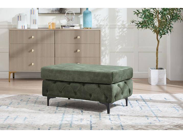 Chesterfield Sitzhocker MODERN BAROCK 95cm grün Samt Fußhocker von Riess-Ambiente.de