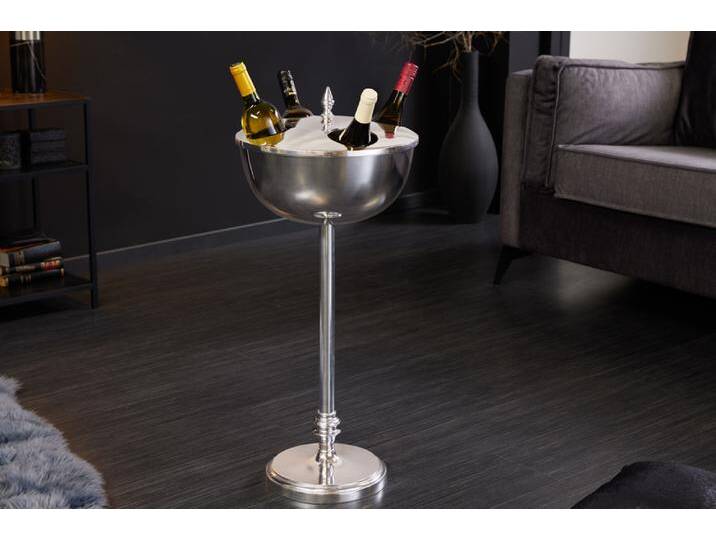 Dekorativer Weinkühler VINO 80cm silber handmade Metall Flaschenkühler Sektkühler Glamour von Riess-Ambiente.de