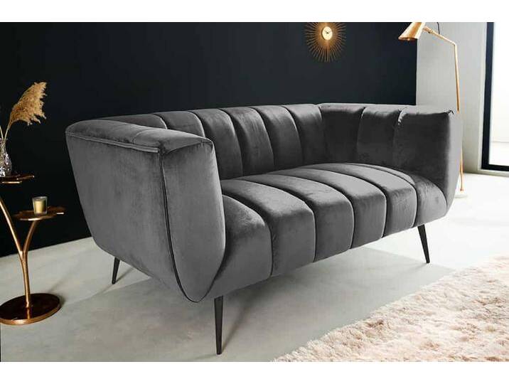 Design 2-Sitzer Sofa NOBLESSE 165cm grau Samt schwarze Metallfüße Federkern Wohnzimmer Glamour Retro Design 2-Sitzer Sofa NOBLESSE 165cm grau Samt schwarze Metallfüße Federkern Wohnzimmer Glamour Retro von Riess-Ambiente.de