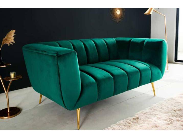 Design 2-Sitzer Sofa NOBLESSE 165cm smaragdgrün Samt Federkern goldene Metallfüße Wohnzimmer Glamour Retro Design 2-Sitzer Sofa NOBLESSE 165cm smaragdgrün Samt Federkern goldene Metallfüße Wohnzimmer Glamour Retro von Riess-Ambiente.de