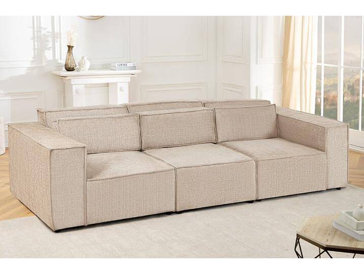 Design 3-Sitzer Sofa BOSSA NOVA 260cm greige Chenille XXL-Couch Wohnzimmer Industrie & Loft Landhaus Modern Skandinavisch von Riess-Ambiente.de