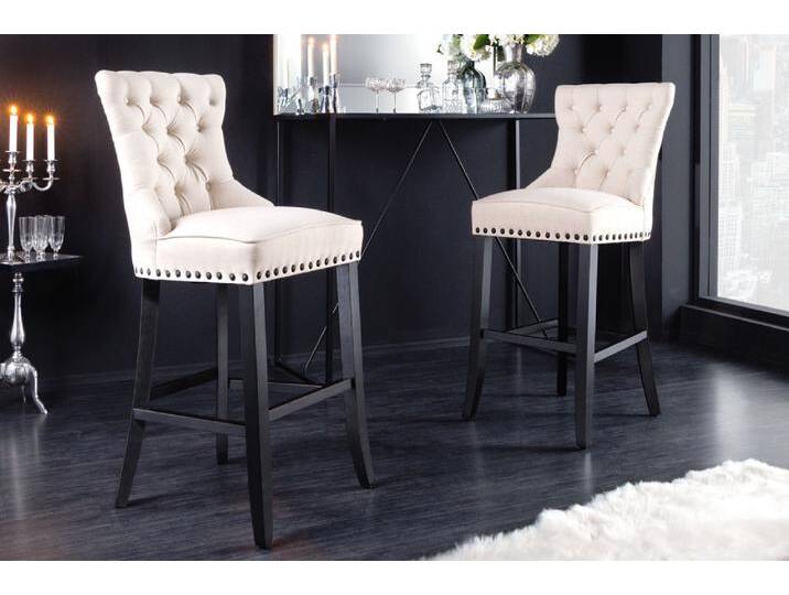 Design Barhocker CASTLE beige schwarz Strukturstoff mit Lehne Holz Chesterfield Polsterstuhl für Küche Tresenhocker Bistrohocker Küchenhocker Design Barhocker CASTLE beige schwarz Strukturstoff mit Lehne Holz Chesterfield Polsterstuhl für Küche Tresenhocker Bistrohocker Küchenhocker von Riess-Ambiente.de