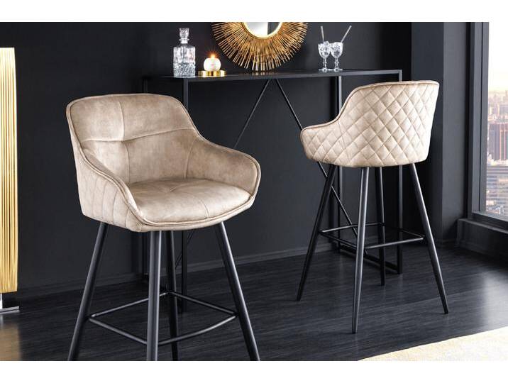 Design Barhocker EUPHORIA champagner greige Samt schwarze Metallbeine Barstuhl mit Lehne Polsterstuhl für Küche Tresenhocker Bistrohocker Küchenhocker Glamour Retro Design Barhocker EUPHORIA champagner greige Samt schwarze Metallbeine Barstuhl mit Lehne Polsterstuhl für Küche Tresenhocker Bistrohocker Küchenhocker Glamour Retro von Riess-Ambiente.de