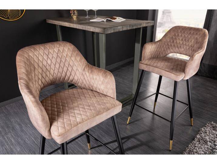 Design Barhocker PARIS greige Samt mit Lehne Metall schwarz gold Ziersteppung Polsterstuhl für Küche Tresenhocker Bistrohocker Küchenhocker Glamour Retro Design Barhocker PARIS greige Samt mit Lehne Metall schwarz gold Ziersteppung Polsterstuhl für Küche Tresenhocker Bistrohocker Küchenhocker Glamour Retro von Riess-Ambiente.de