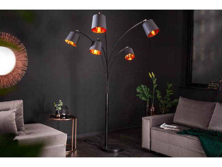 Design Bogenlampe LEVELS 205cm schwarz gold 5 neigbare Leinenschirme Stehlampe Glamour Retro Design Bogenlampe LEVELS 205cm schwarz gold 5 neigbare Leinenschirme Stehlampe Glamour Retro von Riess-Ambiente.de