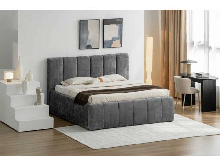Design Boxbett ADLON 180x200cm grau Chenille mit Stauraum Landhaus Modern Natur Skandinavisch von Riess-Ambiente.de
