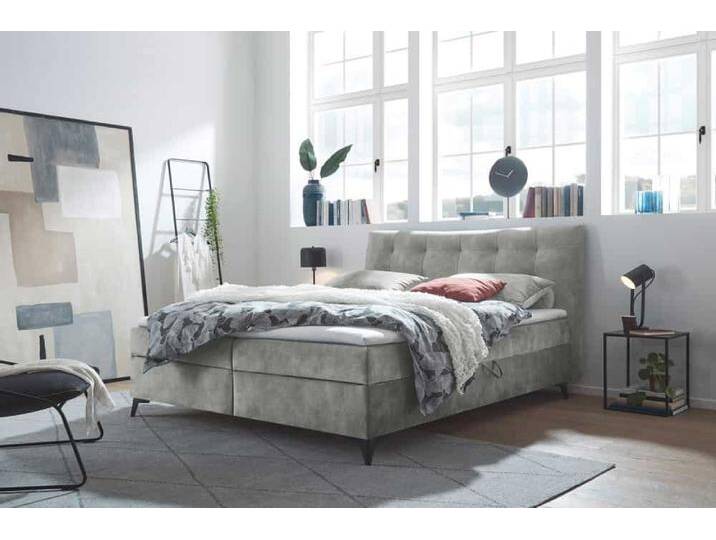Design Boxbett DECADENCIA 180x200cm silbergrau Samt inklusive Bettkasten Topper Matratze Industrie & Loft Modern von Riess-Ambiente.de