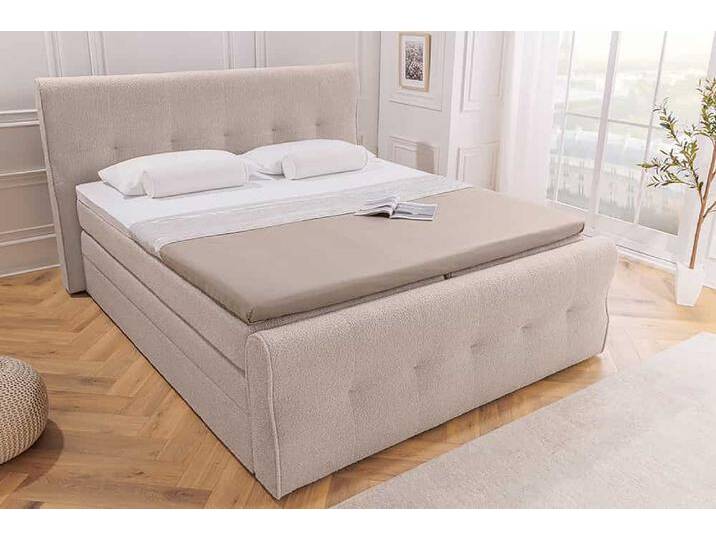 Design Boxspringbett SIGNUM 180x200cm champagner Bouclé inkl. Topper Matratzen Bettkasten Landhaus Modern Design Boxspringbett SIGNUM 180x200cm champagner Bouclé inkl. Topper Matratzen Bettkasten Landhaus Modern von Riess-Ambiente.de