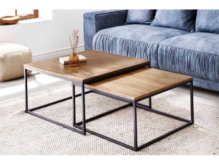 Design Couchtisch 2er Set ELEMENTS 75cm Mangoholz braun schwarzes Gestell rechteckig Sofatisch Wohnzimmertisch Satztisch Industrie & Loft Retro Design Couchtisch 2er Set ELEMENTS 75cm Mangoholz braun schwarzes Gestell rechteckig Sofatisch Wohnzimmertisch Satztisch Industrie & Loft Retro von Riess-Ambiente.de