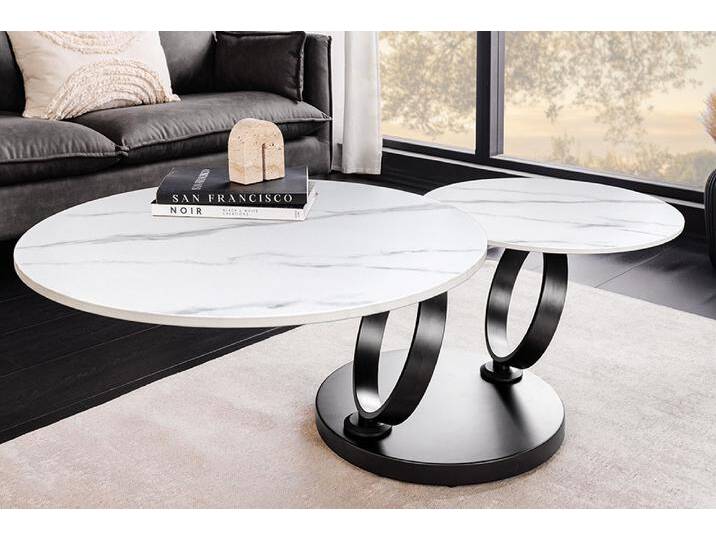Design Couchtisch DANCING RINGS weiß rund drehbar Marmor Keramik schwarz Metall Sofatisch Wohnzimmertisch Säulentisch Glamour Industrie & Loft Modern Design Couchtisch DANCING RINGS weiß rund drehbar Marmor Keramik schwarz Metall Sofatisch Wohnzimmertisch Säulentisch Glamour Industrie & Loft Modern von Riess-Ambiente.de