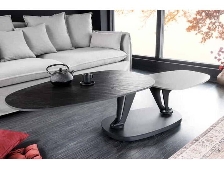 Design Couchtisch MOVEMENT schwarz grau rund drehbar Keramik Metallgestell Sofatisch Wohnzimmertisch Säulentisch Industrie & Loft Modern von Riess-Ambiente.de